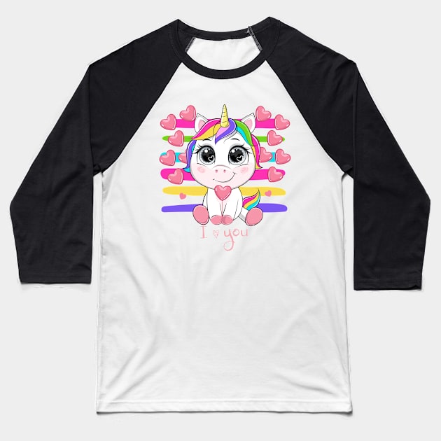 unicorn valentines day Baseball T-Shirt by hadlamcom